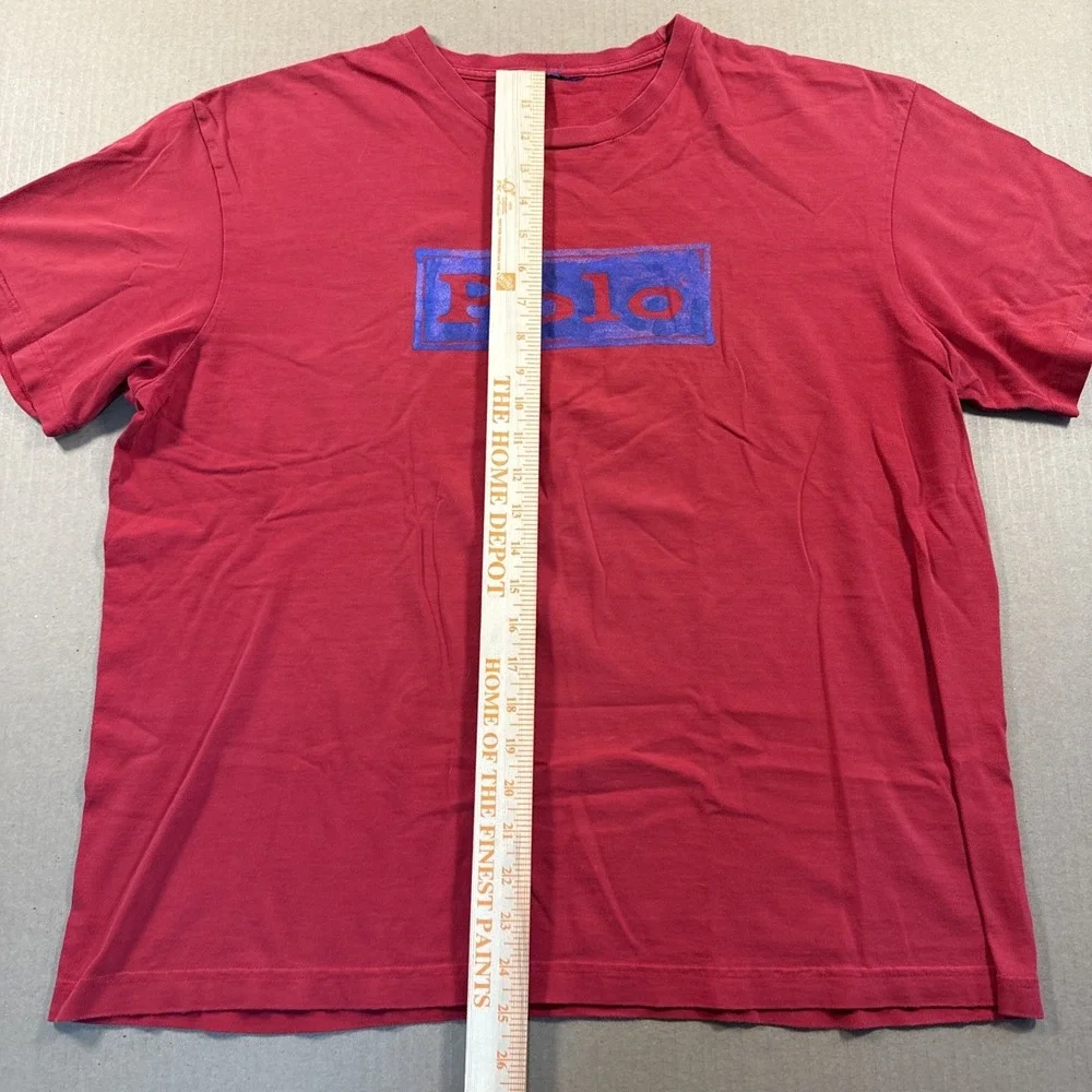 Polo Ralph Lauren Graphic Spellout Crewneck T‎ Shirt Red, See Measurements